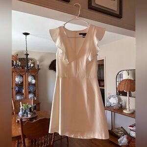 French Connection Cream Ruffle Mini Dress